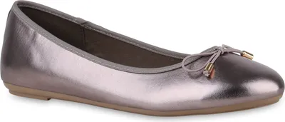 Produktbild von VAN HILL Damen Übergrößen Klassische Ballerinas Metallic Slippers Schuhe 841290, Farbe: Grau Metallic, Größe: 42
