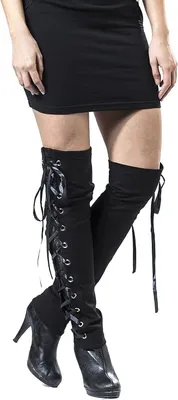 Productafbeelding van Dames Beenwarmers - Kousen Lace-up - Mode Accessoire - Gedetailleerde Vetersluiting - One Size - Zwart