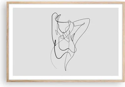 Produktbild von Gerahmtes Poster - Rahmen in heller Eiche - Frau Bleistift Linie - 91,5x61 cm - Wand Bild - Wanddeko - Wandbilder - Kunstposter - Wandposter - Bilderrahmen - Bilder - Kunstdruck - P2NAA91x61-4991