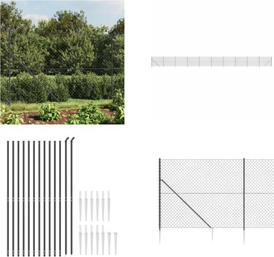 Image de vidaXL Clôture grillagée avec douilles de sol Anthracite 1,6x25 m - Clôture grillagée - Grillage - Clôture de jardin