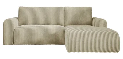 Produktbild von Ecksofa Cord MANDY 180x285 cm mit Schlaffunktion Beige TILIA 03 Rechts, Eckcouch mit Bettkasten, Sofa L-Form, Polsterecke, Wohnlandschaft