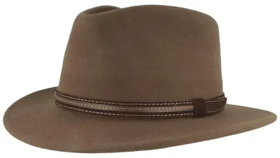 Produktbild von Outdoor Filz-Traveller mit Zierlederband knautschbar und wasserabweisend von Hut-Breiter, braun, Gr. M