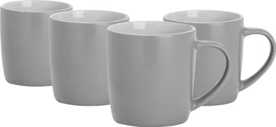 Produktbild von Argon Ta Kaffeetassen in matten Farben – 350 ml – Grau – 4er-Pack – Robuste Teetasse aus Steingut, spülmaschinen- und mikrowellengeeignet