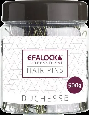 A clear, front-facing product shot of a jar of hair pins.