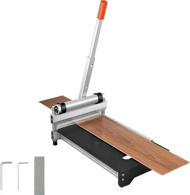 Produktbild von Vinyl- & Laminatschneider - Bodenbelagsschneider - Schnittbreite 330 mm - Schnittstärke 16 mm - Verstellbarer Winkel 15°/30°/45° - Rollen & Teleskopgriff - Für Parkett, LVT/SPC/WPC
