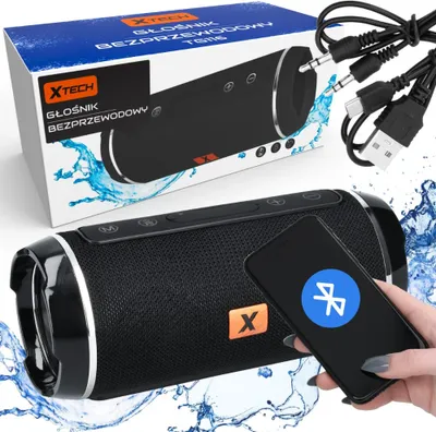 Obrázek produktu pro Přenosný Reproduktor Xtech Bluetooth 5.1 Usb/Sd/Fm Aux, Odolný Proti Stříkající Vodě
