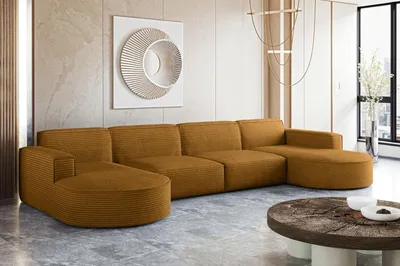 Obrázek produktu pro Designová rohová pohovka MODENA U XL, látka Poso Mustard