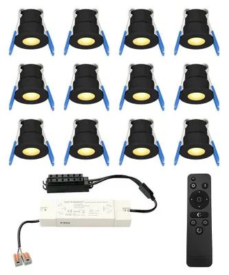 Produktbild von hoftronic LED Einbaustrahler 12V 3W 200lm 2700K IP65 Schwarz 12er Set