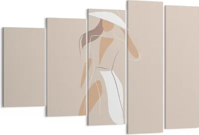 Produktbild von Bild auf Leinwand - Leinwandbild - 5 Teile - Minimalismus Frau Buntstift - 150x100cm - Wand Bild - Wanddeko - Wandbilder - Leinwanddruck - Bilder - Wanddekoration - Leinwand bilder - EG150x100-4603