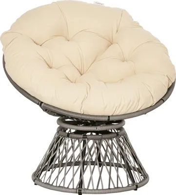 Produktbild von Outsunny Papasansessel Korbsessel mit Sitzpolster 360° drehbar Kunstrattan Beige