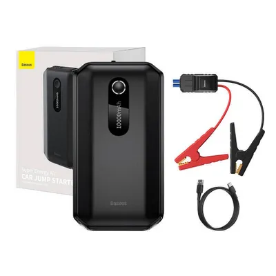 Produktbild von Baseus Power Bank Power Starter Starthilfe 10000mAh 12V (1000A / 500A) Powerbank + Krokodilklemmen schwarz (CGNL020101)