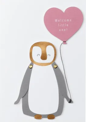 Zdjęcie produktu dla Räder Tierische Babykarte Pinguin Welcome little one!