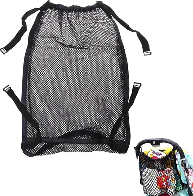 Productafbeelding van Boodschappennet voor buggy 35 x 50 cm, zwart, elastisch, wasbaar, voor kinderwagen