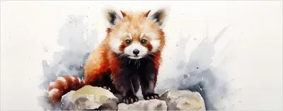 Produktbild von Wallario Poster - Neugieriger Rotpanda, Kunstdruck Größe: 50 x 125 cm