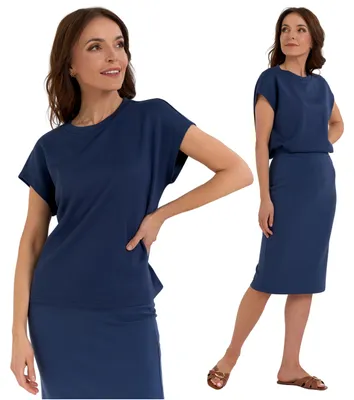 Produktbild von Moraj - Bluse Größe M - Damenbluse Blau - Shirt fur Damen - Kurzarm Shirt Ausschnitt Rund