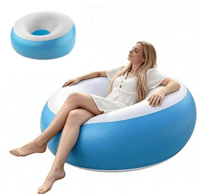 Immagine prodotto di Elzusha - Pouf gonfiabile in PVC, 85x85x43 cm, adatto per interni ed esterni, colore blu