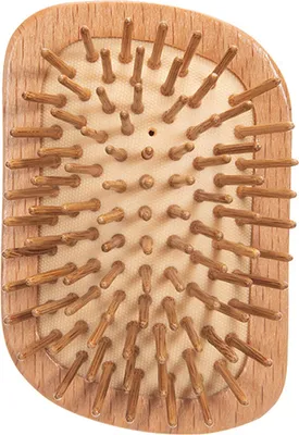 Produktbild von Haarbürste zur Kopfhautmassage mit Bambus-/Stahlnadeln, tragbar, für Männer und Frauen, rechteckig, aus Holz, zum Entwirren der Haare, Styling-Kamm, Friseurwerkzeug