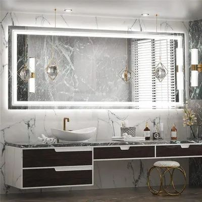Produktbild von Badezimmerspiegel – Intelligenter LED-Wandspiegel mit dimmbarer Beleuchtung und Anti-Beschlag-Funktion, 140x70 cm