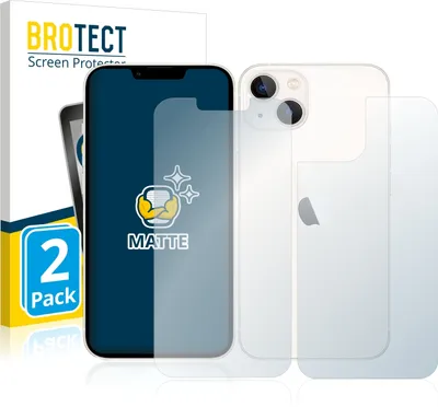 Produktbild von 2x BROTECT Schutzfolie für Apple iPhone 13 (Display+Rückseite) Displayschutz Displayschutzfolie Folie Matt Entspiegelungsfolie