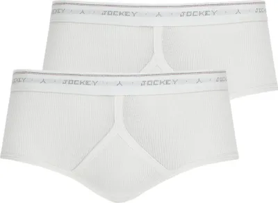 Produktbild von Jockey Herren Slips, 2er Pack - Classic Baumwolle Rib Y-Front Sport Brief, Doppelripp, Baumwolle, einfarbig Weiß XL