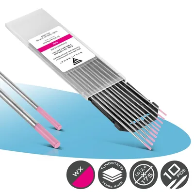 Immagine prodotto di STAHLWERK Elettrodi di tungsteno WX Pink 1,6 + 2,4 mm 5 ciascuno in un pratico set da 10