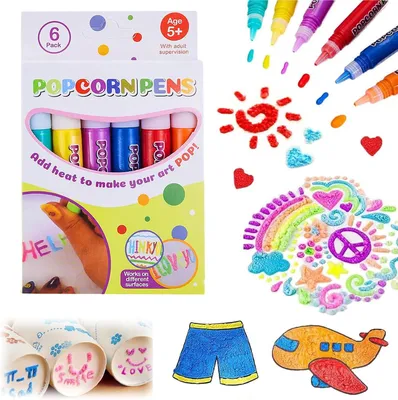 Productafbeelding van Magische popcornstiften - 6 stuks - Magische popcornstift - 3D-aquarelstift
