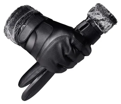 Produktbild von 1 Paar Herren-Kunstlederhandschuhe, wasserdicht, winddicht, Touchscreen-gefüttert, fleecegefüttert, Outdoor-Fahrradhandschuhe, warme, dicke Thermohandschuhe für kaltes Wetter, B