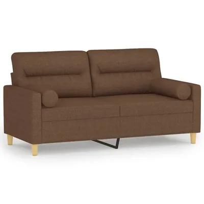 Immagine prodotto di divano a 2 posti con cuscini decorativi in tessuto marrone 140 cm
