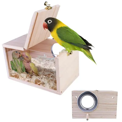 Produktbild von Vogelzuchtkasten Nistkasten Brutkasten - 12 x 12 x 12 cm - Massivholz - Für Papageien und Sittiche