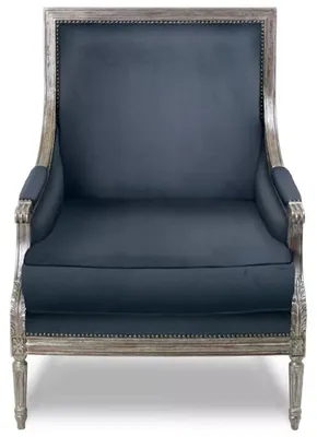 Produktbild von Casa Padrino Luxus Barock Wohnzimmer Sessel Blau / Antik Silber - Barock Wohnzimmer Möbel