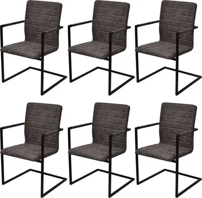 Produktbild von ZEYUAN Freischwinger 6 STK Esszimmerstühle, Stühle Set, Küchenstühle, Besucherstuhl, Stühle Esszimmer, Essensstuhl, Bankettstühle, Grau Kunstleder