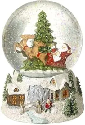 Produktbild von Schneekugel mit Weihnachtsmann und Schlitten, 13 x 13 x 17,1 cm, Weiß