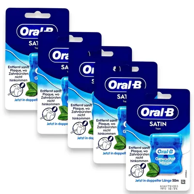 Produktbild von 5x Oral-B SatinTape Zahnseide gewachst Minze 5x 50m