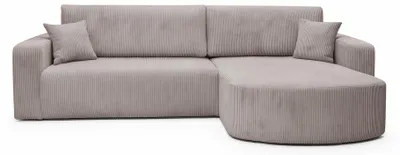 Produktbild von Homebook TEEO – L-förmiges Ecksofa mit Schlaffunktion, Bettkasten und Cord-Bezug, Universell, Beige