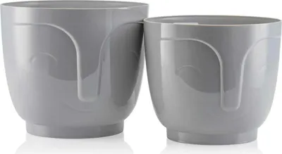 Produktbild von HowHomely | Pflanzkübel, Set aus 2 Blumentöpfen, Pflanztopf Grau - 16 & 14,3 cm - Blumentrog, Blumentopf, Zoe-Kollektion