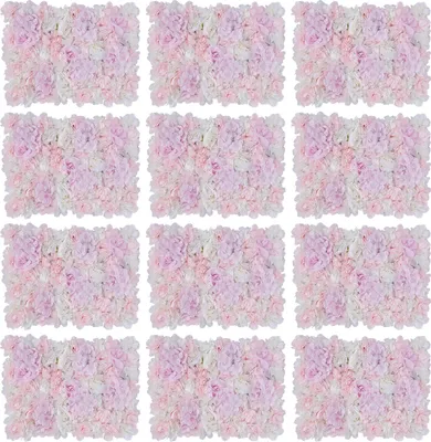 Produktbild von Künstliche Blumenwand, Set von 12, Realistische Seidenblumen, Rosa