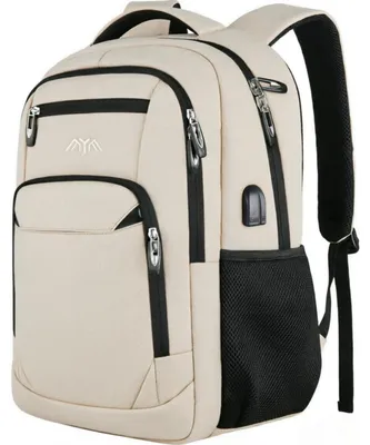 Produktbild von Schulrucksack Herren Damen 15,6 Zoll Notebook USB Ladeanschluss Daypack Beige