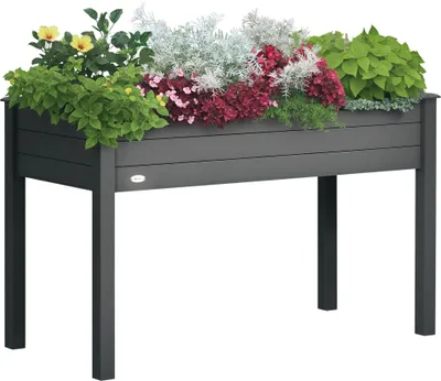 Image de Outsunny Jardinière sur Pieds Potager dim. 123L x 57l x 76H cm Inserts d'irrigation + Feutre de Drainage Inclus Bois Massif Sapin