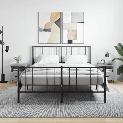 Produktbild von vidaXL Nachttische 2 Stk. Betongrau 40x35x47,5 cm Holzwerkstoff - Nachttisch - Nachttische - Schrank - Nachtschrank
