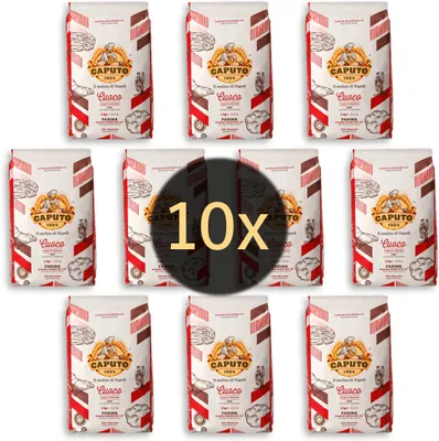 Produktbild von Caputo Cuoco - 10x 1kg - Pizzamehl für lange Gehzeiten 24-72H | inkl. gelingsicheres Pizzateig Rezept