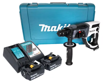 Zdjęcie produktu dla Akumulatorowa młotowiertarka Makita DHR 202 RFW 18 V 20 mm 2,0 J biała + 2x akumulator 3,0 Ah + ładowarka + walizka