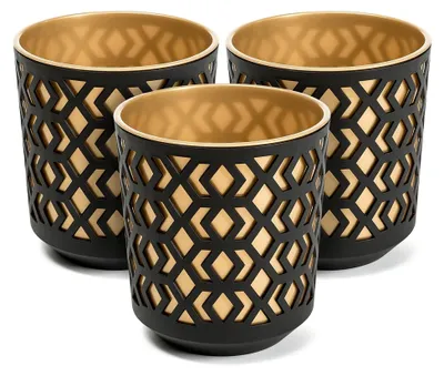 Produktbild von Blumentopf klein, Übertopf Ø 14cm, 3er Pflanzentopf Set für Zimmerpflanzen aus Plastik
