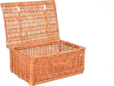 Produktbild von Weidenkorb mit Deckel Aufbewahrungskorb Naturweide Weidenkoffer Deko-Korb 40 cm