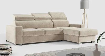 Produktbild von Ecksofa, Verstellbare Kopfstützen,  L Couch, Polstersofa mit Bettkasten - FOX-L - Beige
