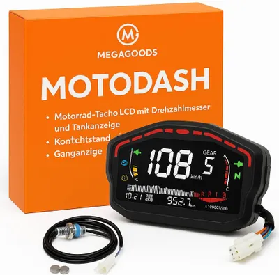 Obrázek produktu pro Motocyklový tachometr LCD s otáčkoměrem a palivoměrem DE.