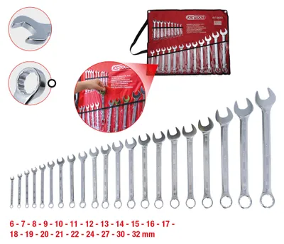 Productafbeelding van RINGSLAGSLEUTELSSET, 21-delig, met de volgende maten: 6-7-8-9-10-11-12-13-14-15-16-17