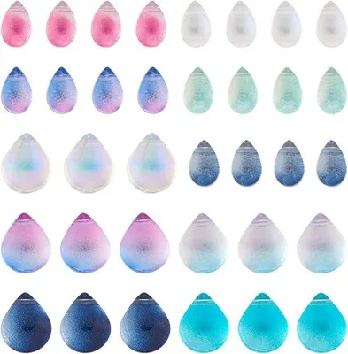 Image de 100 perles en forme de goutte en verre transparent pour la fabrication de bijoux