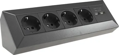 Zdjęcie produktu dla Blok gniazd 4-gniazdowy z 2x USB-A, antracytowy