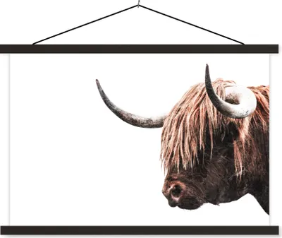 Produktbild von MuchoWow® Textilposter Schottische Hochlandrind - Kühe - Hoorn 60x40 cm mit schwarzem Rahmen - Hölzernes