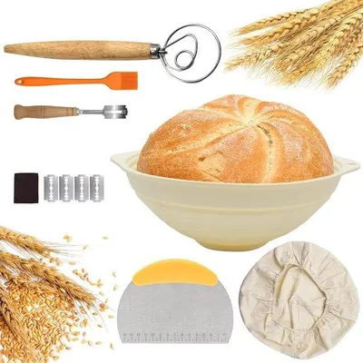Produktbild von Silikon-Brotkorb 23cm mit Leinen und Teigschaber